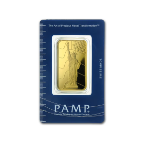 1 Oz Gold Bar - PAMP Suisse Statue of Liberty (In Assay)